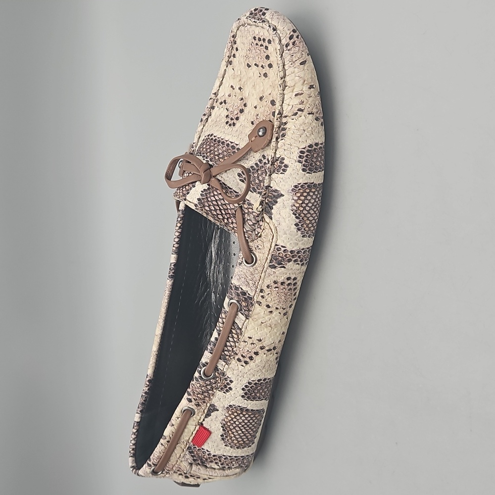 Marc Joseph Cream and Brown Snake-Print Leather Driving Loafers should fit 9.5